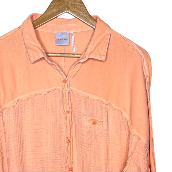 Out From Under Urban Outfitters Orange Button Down Top Large - Picture 3 of 11